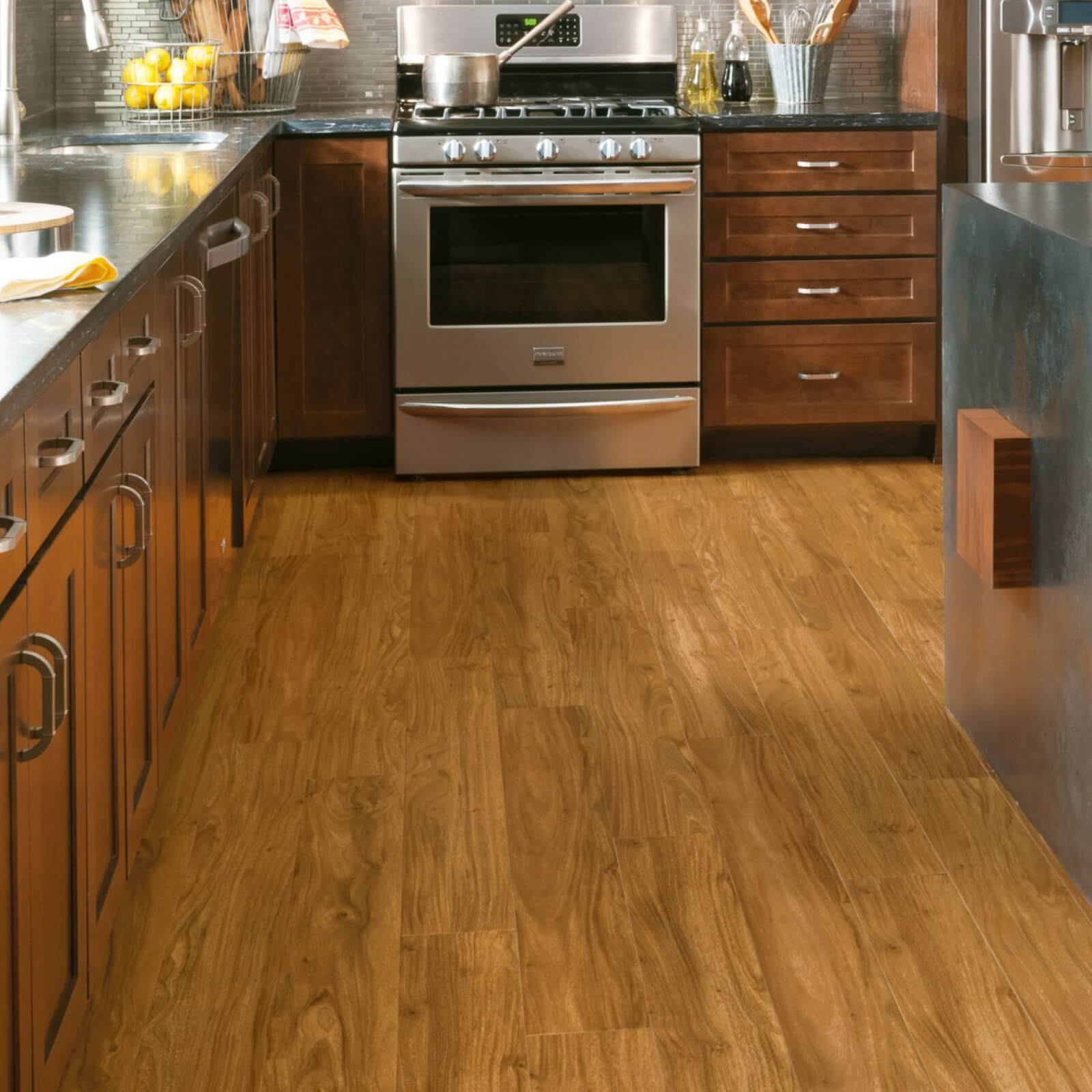 Tropical Oak Luxury Vinyl Tile - Natural_1600x1600 Tropical oak luxury vinyl tile in kitchen | Custom Floors