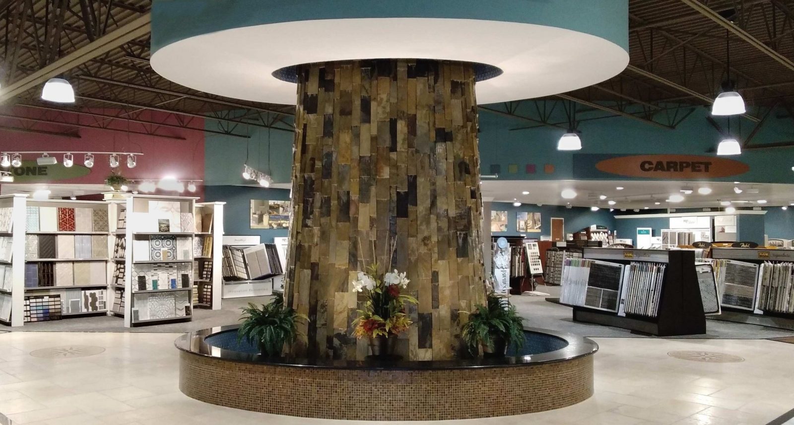 Fountain at Entrance of Showroom | Custom Floors