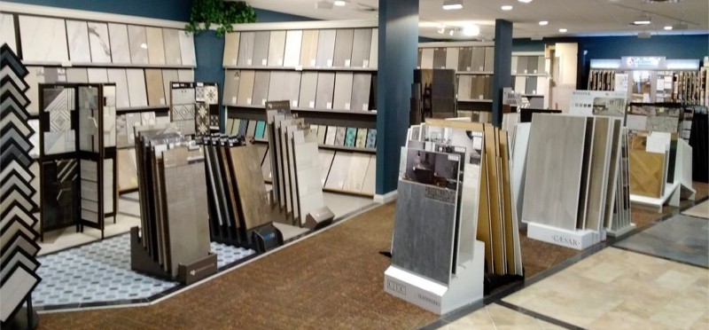 Variety of flooring products at showroom | Custom Floors