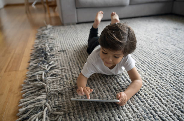 Cute girl lying on rug | Custom Floors